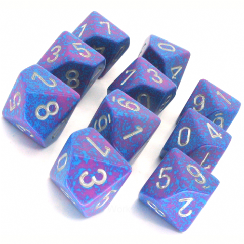 Chessex Tetra Blue and Red with Silver d10 Set | Dragon's Lair Comics and Fantasy Houston TX