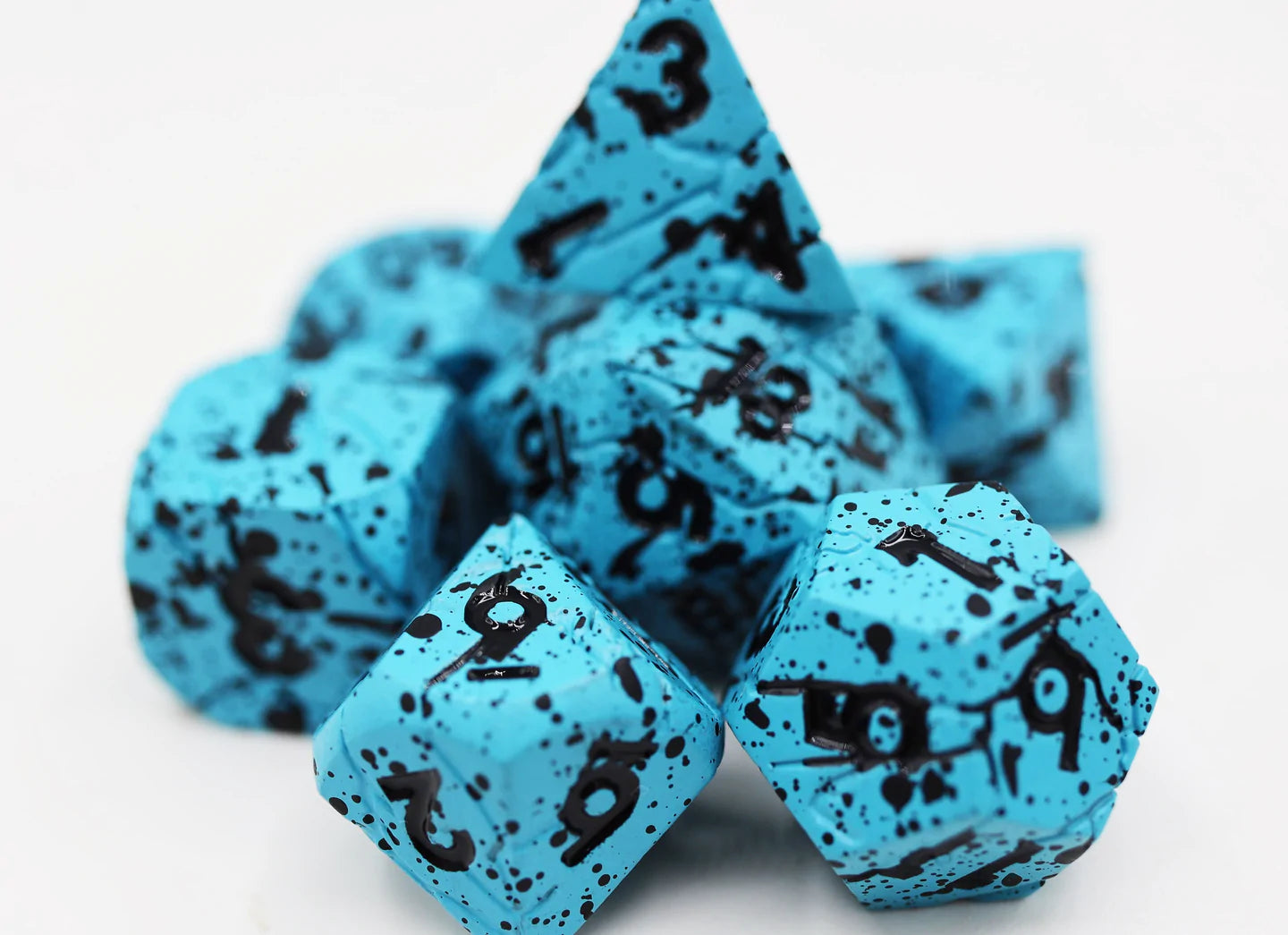 Foam Brain Poly 7 Metal Dice Set: Blue Quarry | Dragon's Lair Comics and Fantasy Houston TX
