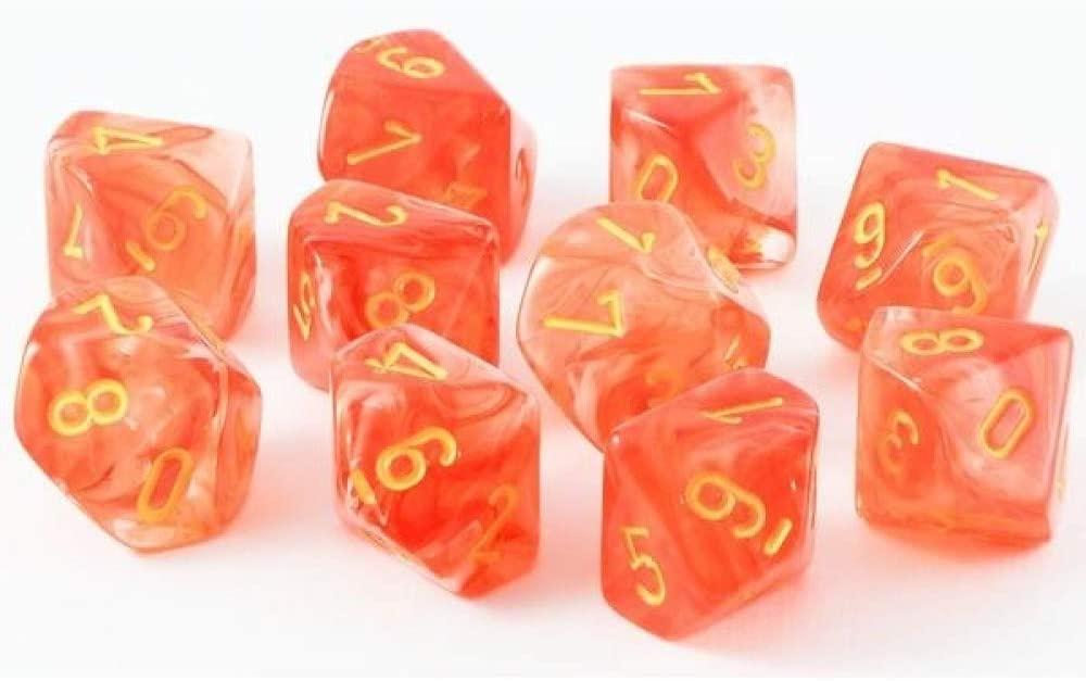 Chessex Ghostly Glow Orange D10 Set | Dragon's Lair Comics and Fantasy Houston TX