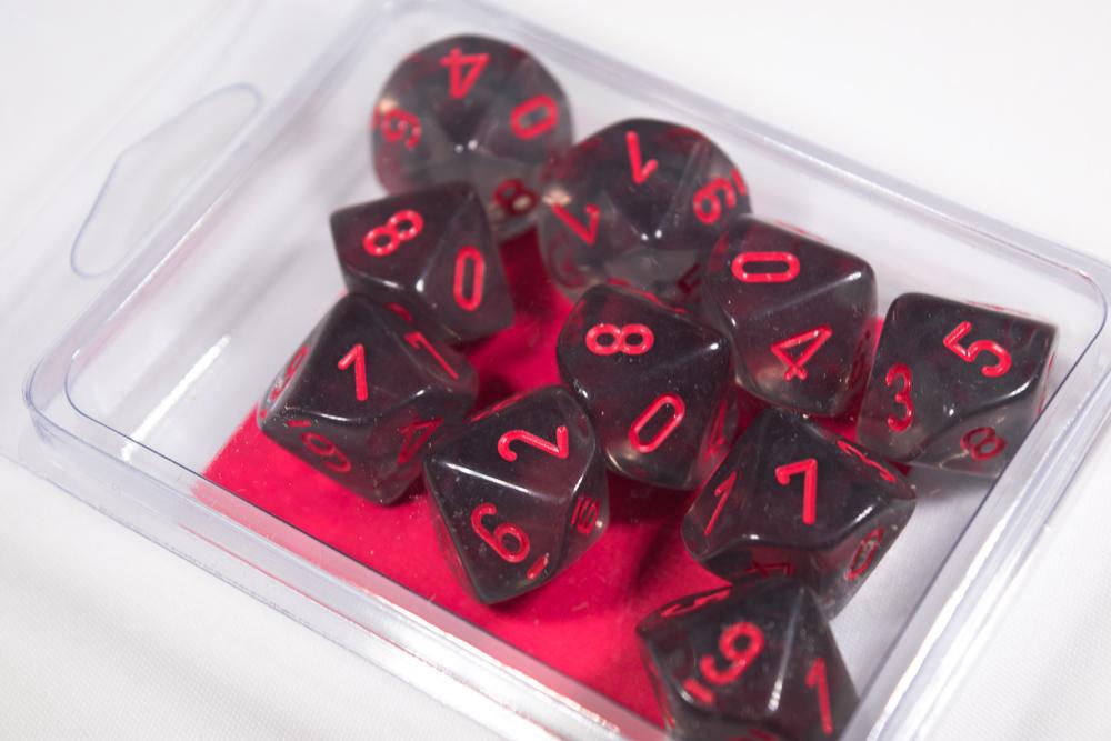 Chessex Translucent Smoke Red D10 Set | Dragon's Lair Comics and Fantasy Houston TX