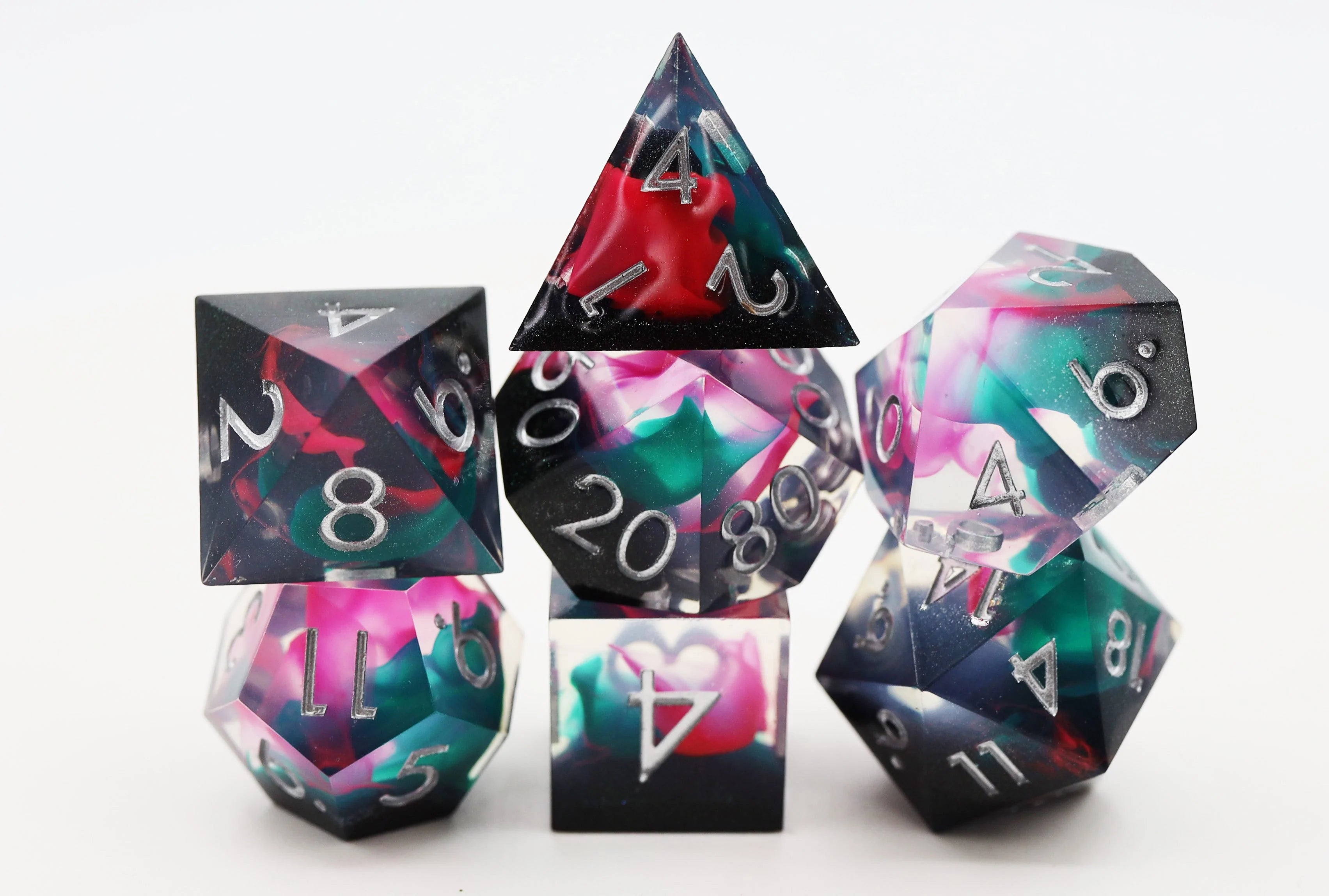Foam Brain Poly 7 Dice Set: Hand-Polished Sharp-Edge Daytona | Dragon's Lair Comics and Fantasy Houston TX
