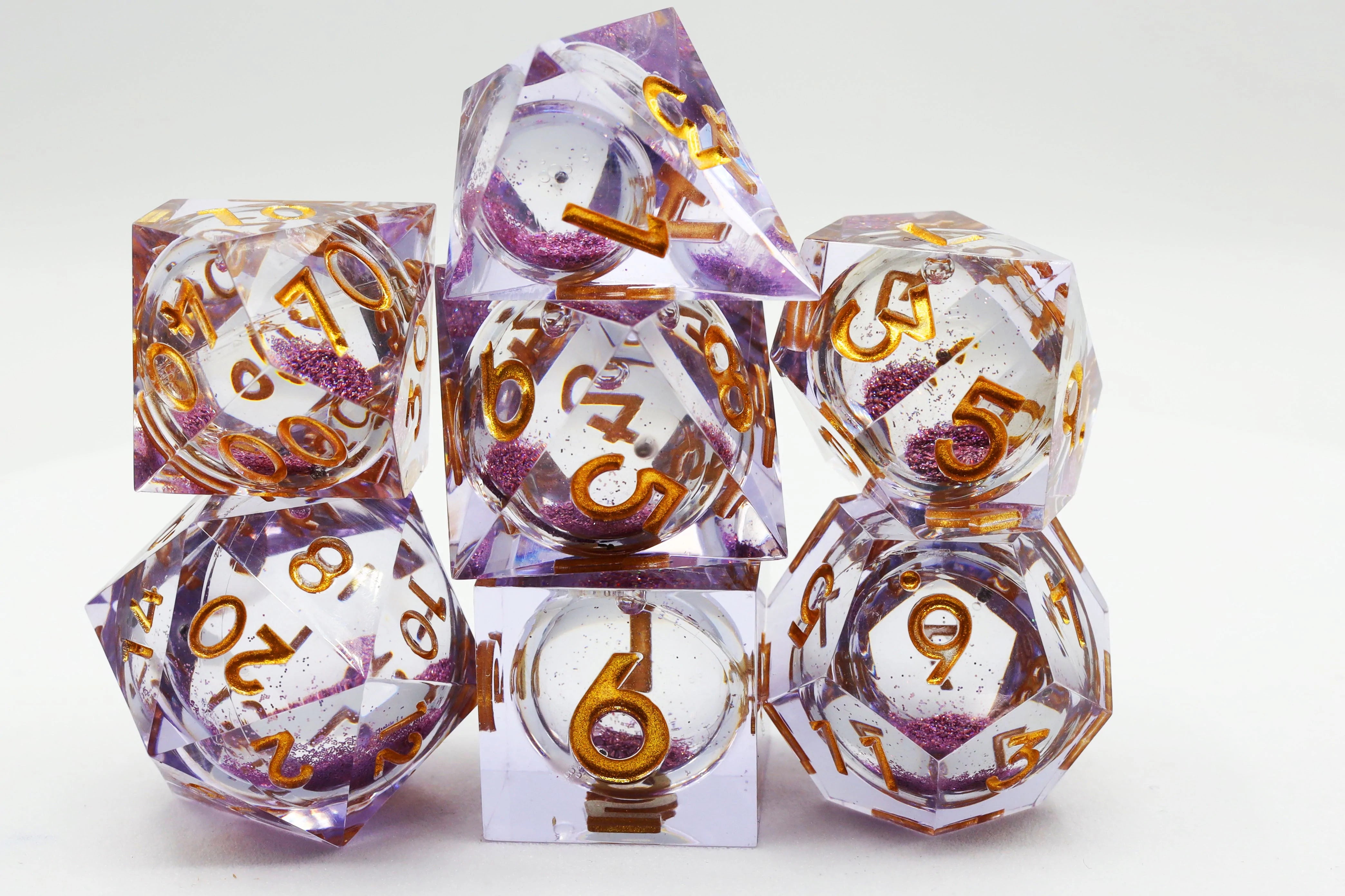 Foam Brain Poly 7 Dice Set: Hand-Polished Liquid Core Purple | Dragon's Lair Comics and Fantasy Houston TX
