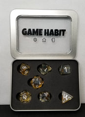 Game Habit Amber is the Color of Your Energy Poly 7 Dice Set | Dragon's Lair Comics and Fantasy Houston TX