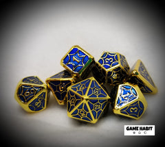 Game Habit Bluepiphany Metal Poly 7 Dice Set | Dragon's Lair Comics and Fantasy Houston TX