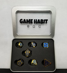 Game Habit Bluepiphany Metal Poly 7 Dice Set | Dragon's Lair Comics and Fantasy Houston TX