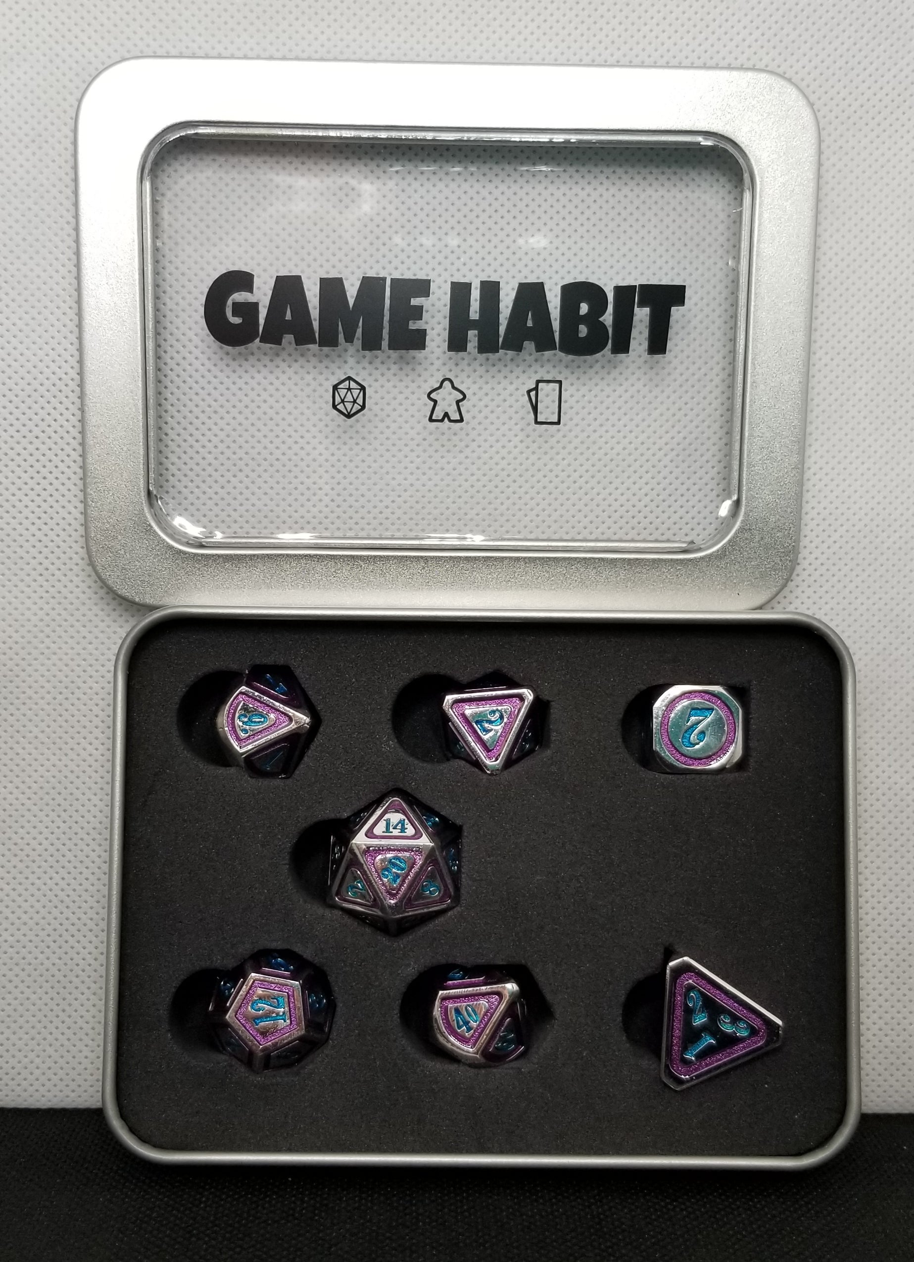 Game Habit Alien Tech Metal Poly 7 Dice Set | Dragon's Lair Comics and Fantasy Houston TX