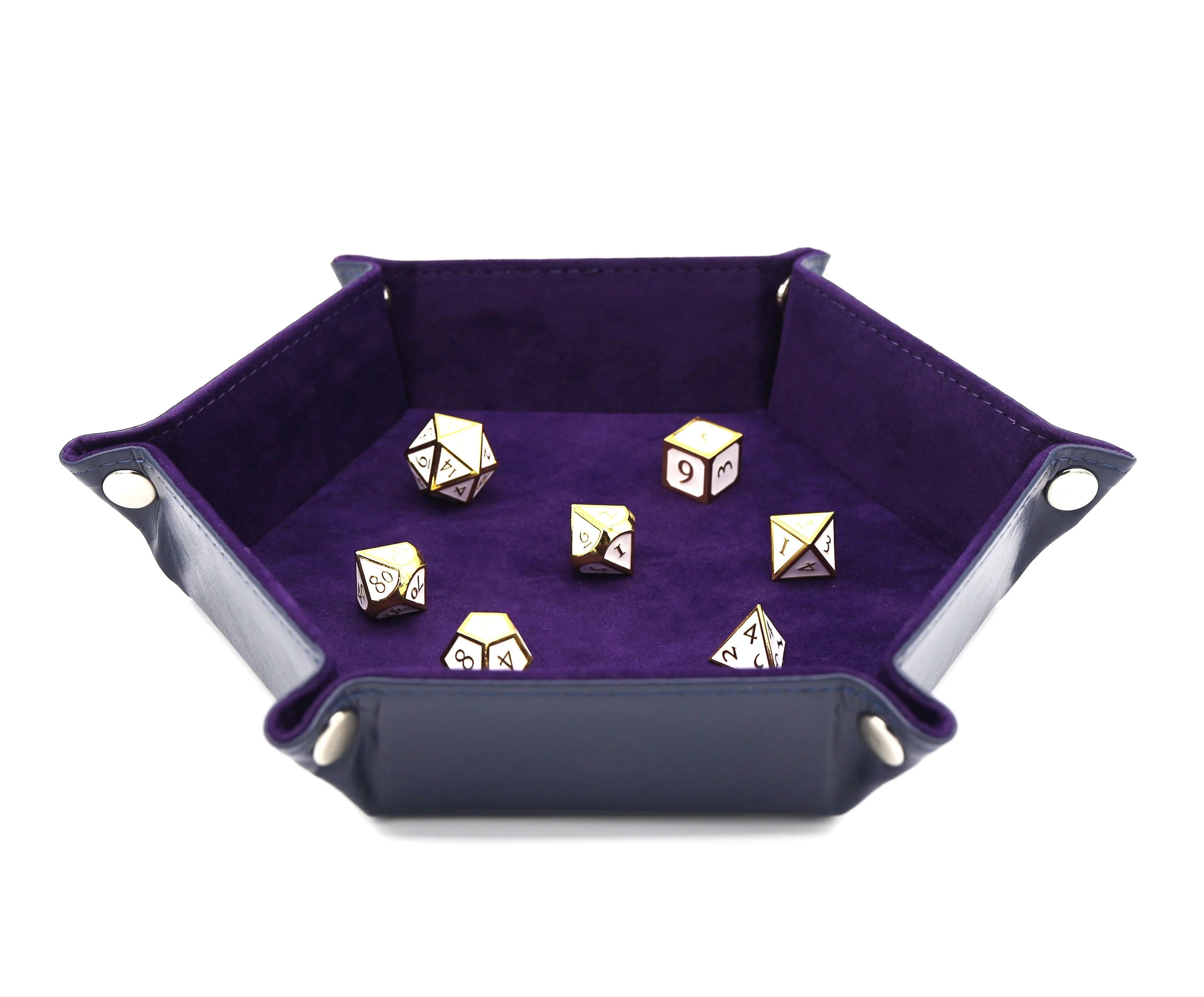 Foam Brain Folding Hexagonal Dice Tray Navy Blue With Purple | Dragon's Lair Comics and Fantasy Houston TX