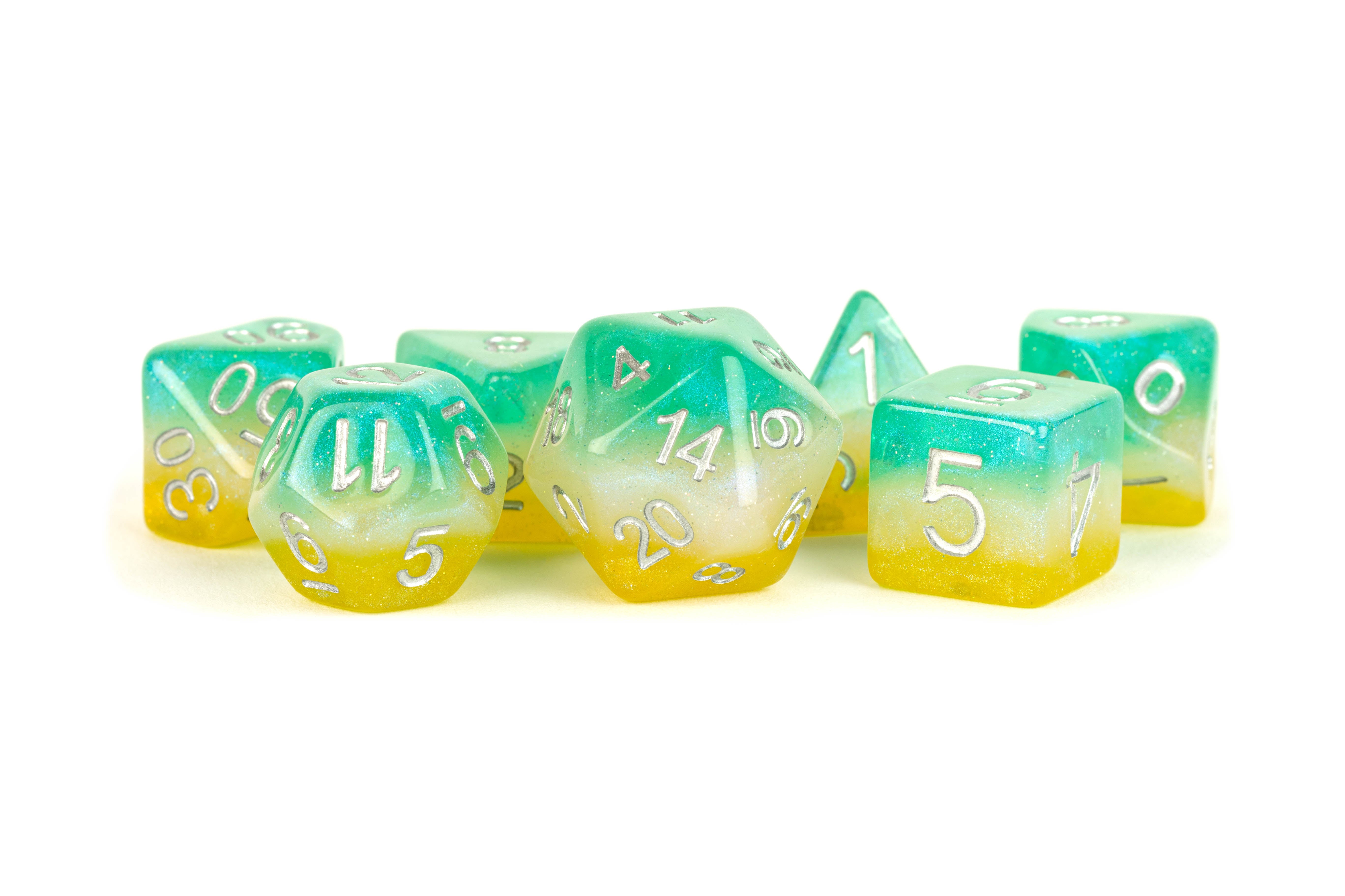 MDG 16mm Resin Poly Dice Set: Layered Stardust Tropics (7) | Dragon's Lair Comics and Fantasy Houston TX