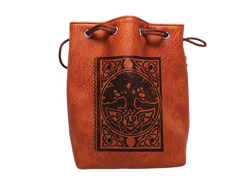Easy Roller Brown Leather Lite Spell Book Design Self-Standing Large Dice Bag | Dragon's Lair Comics and Fantasy Houston TX