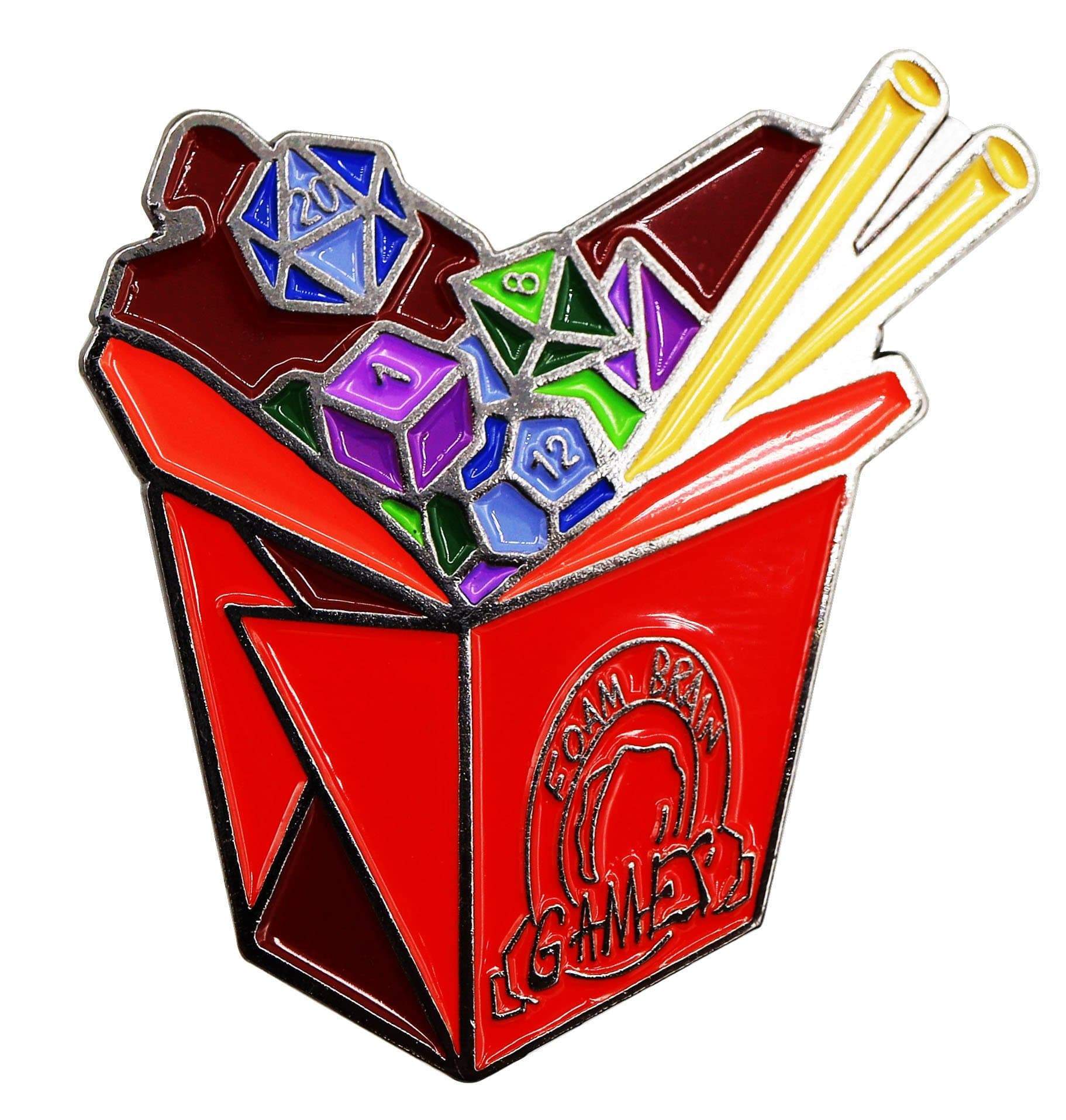 Foam Brain Take Out Dice Enamel Pin Red | Dragon's Lair Comics and Fantasy Houston TX