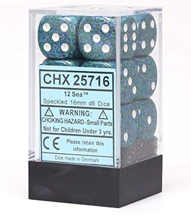 Chessex Speckled: 16mm D6 Sea (12) | Dragon's Lair Comics and Fantasy Houston TX