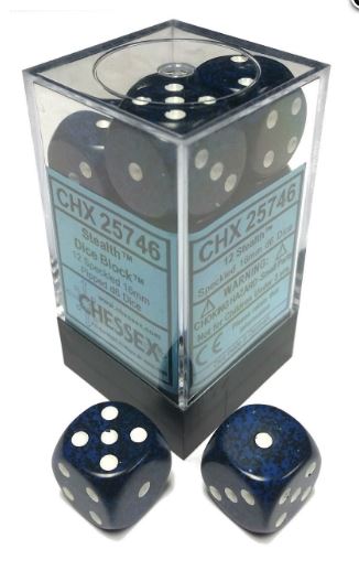 Chessex Speckled: 16mm Pip D6 Stealth (12) | Dragon's Lair Comics and Fantasy Houston TX