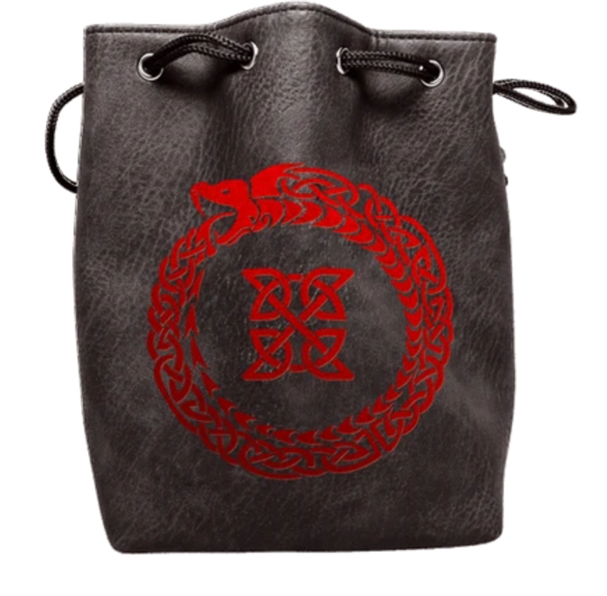 Easy Roller Black Leather Lite Ouroboros Design Self-Standing Large Dice Bag | Dragon's Lair Comics and Fantasy Houston TX