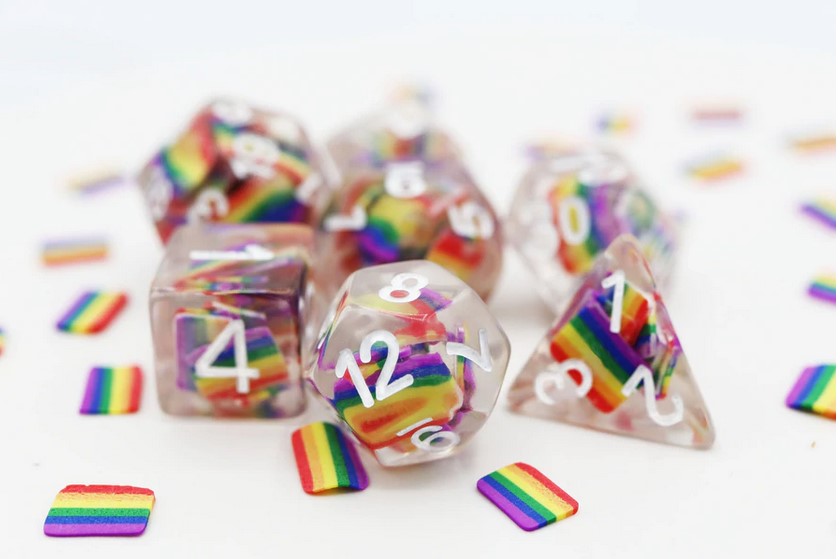 Foam Brain Resin Rainbow Flag Poly 7 Dice Set | Dragon's Lair Comics and Fantasy Houston TX