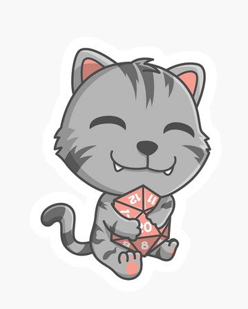 Many Worlds d20 Cat Sticker | Dragon's Lair Comics and Fantasy Houston TX