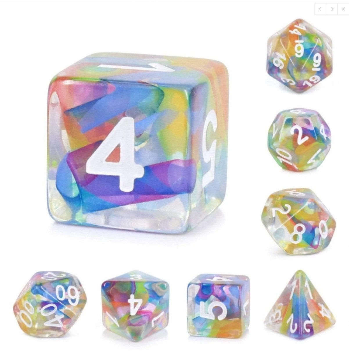 Foam Brain Rainbow Ribbon Poly 7 Dice Set | Dragon's Lair Comics and Fantasy Houston TX