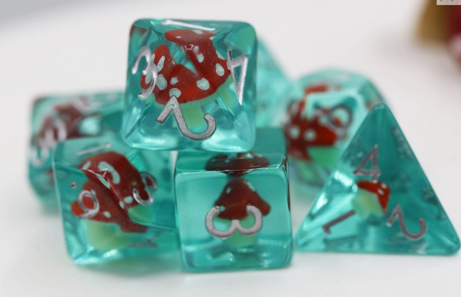 Foam Brain Power-Up Mushroom 7 Dice Set | Dragon's Lair Comics and Fantasy Houston TX