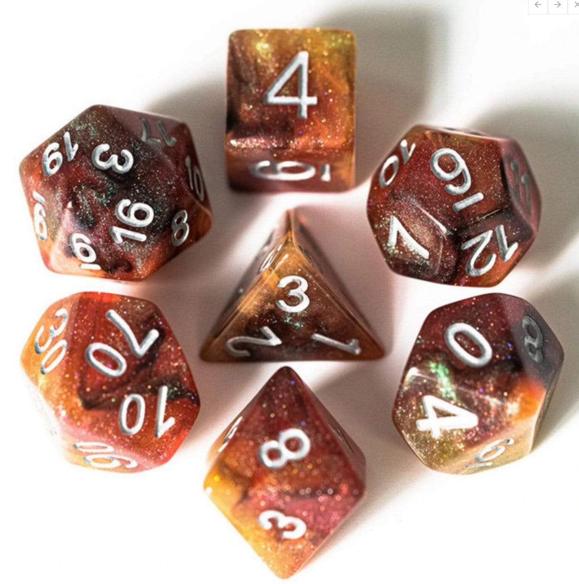 Foam Brain Copper Cosmos Poly 7 Dice Set | Dragon's Lair Comics and Fantasy Houston TX