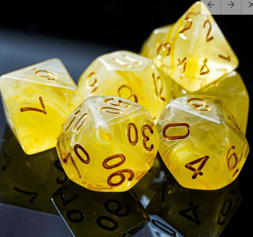 Foam Brain Yellow Silk RPG Dice Set | Dragon's Lair Comics and Fantasy Houston TX