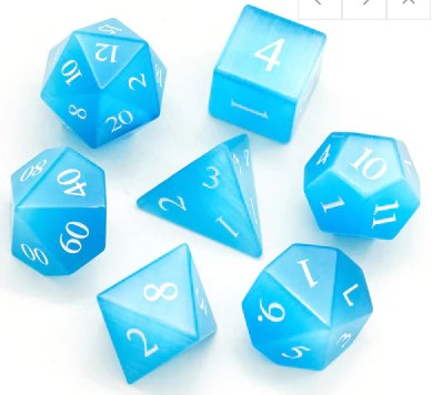 Foam Brain Cat's Eye Gemstone Poly 7 Dice Set - Blue | Dragon's Lair Comics and Fantasy Houston TX