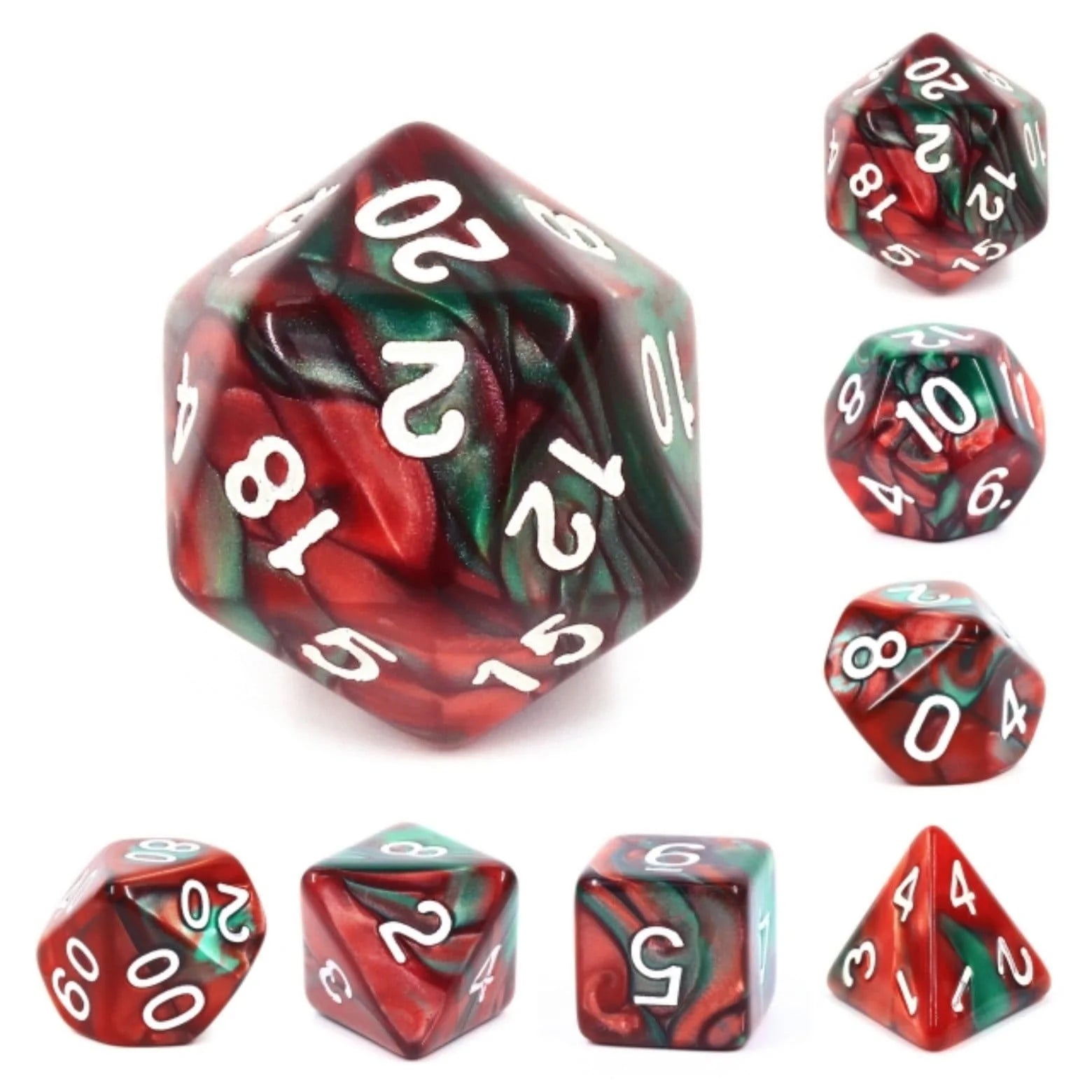 Foam Brain Burning Bush Poly 7 Dice Set | Dragon's Lair Comics and Fantasy Houston TX