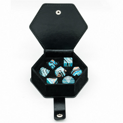 Foam Brain Textured Turquoise Blue & Brown - Engraved Gemstone Poly 7 Dice Set | Dragon's Lair Comics and Fantasy Houston TX