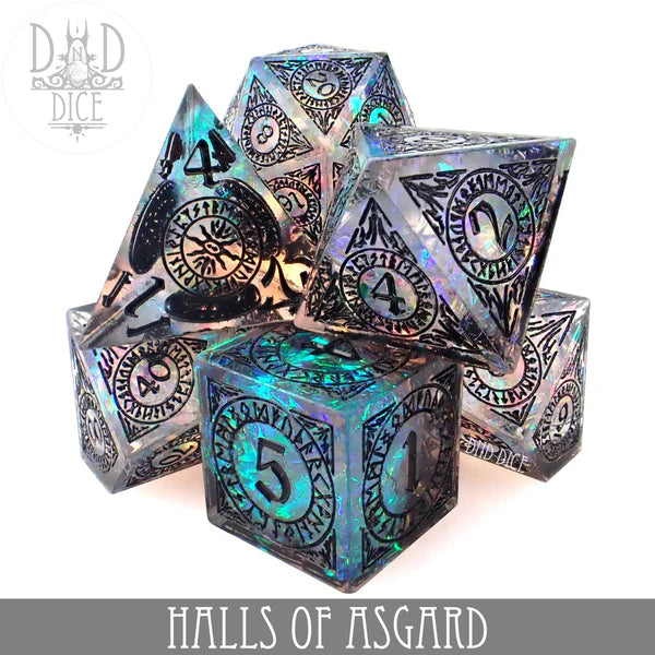 DND Dice Poly 7 Handmade Sharp Dice Set: Halls of Asgard | Dragon's Lair Comics and Fantasy Houston TX