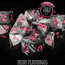 DND Dice 11 Dice Set: Neon Flamingos | Dragon's Lair Comics and Fantasy Houston TX