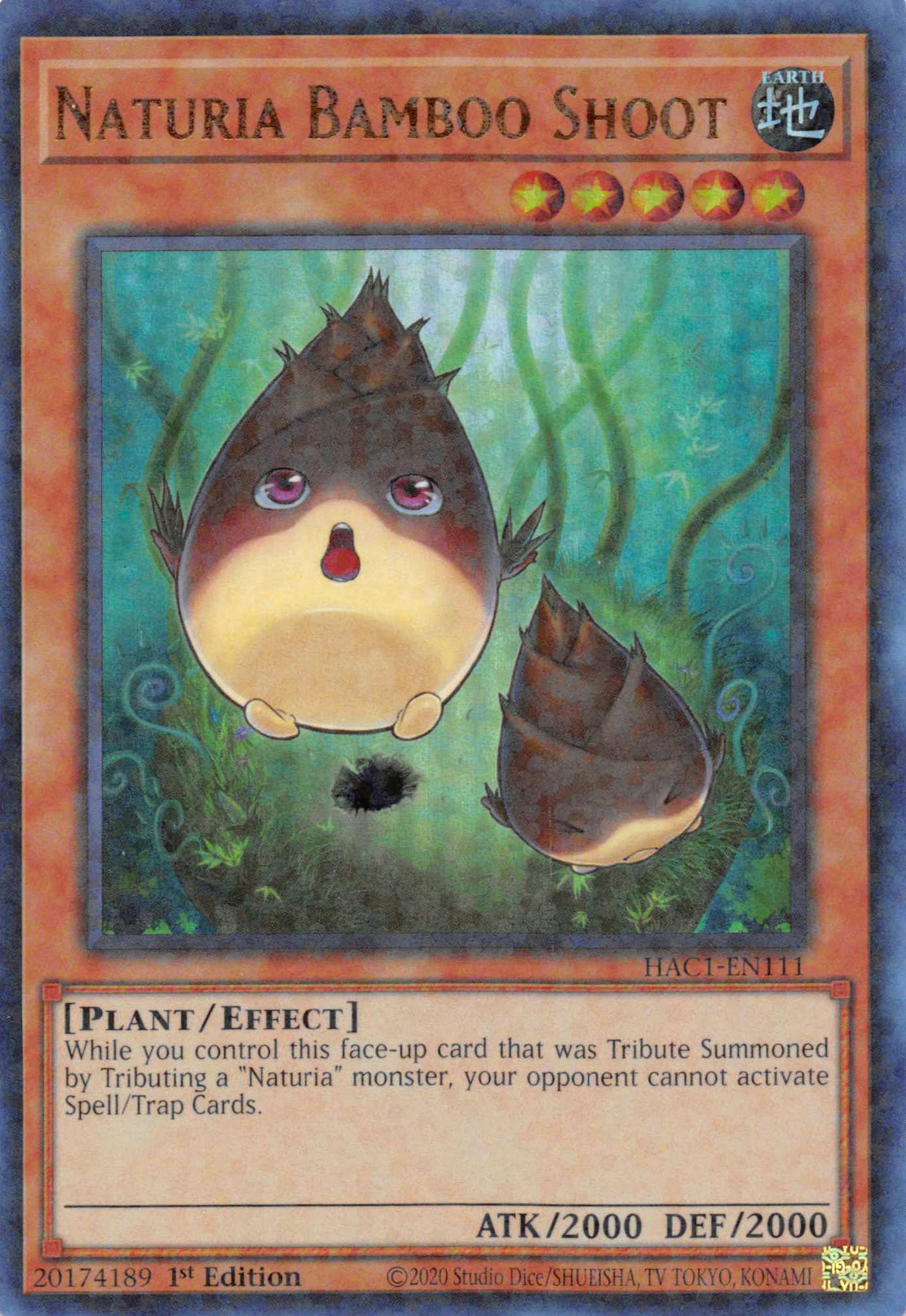 Naturia Bamboo Shoot (Duel Terminal) [HAC1-EN111] Parallel Rare | Dragon's Lair Comics and Fantasy Houston TX