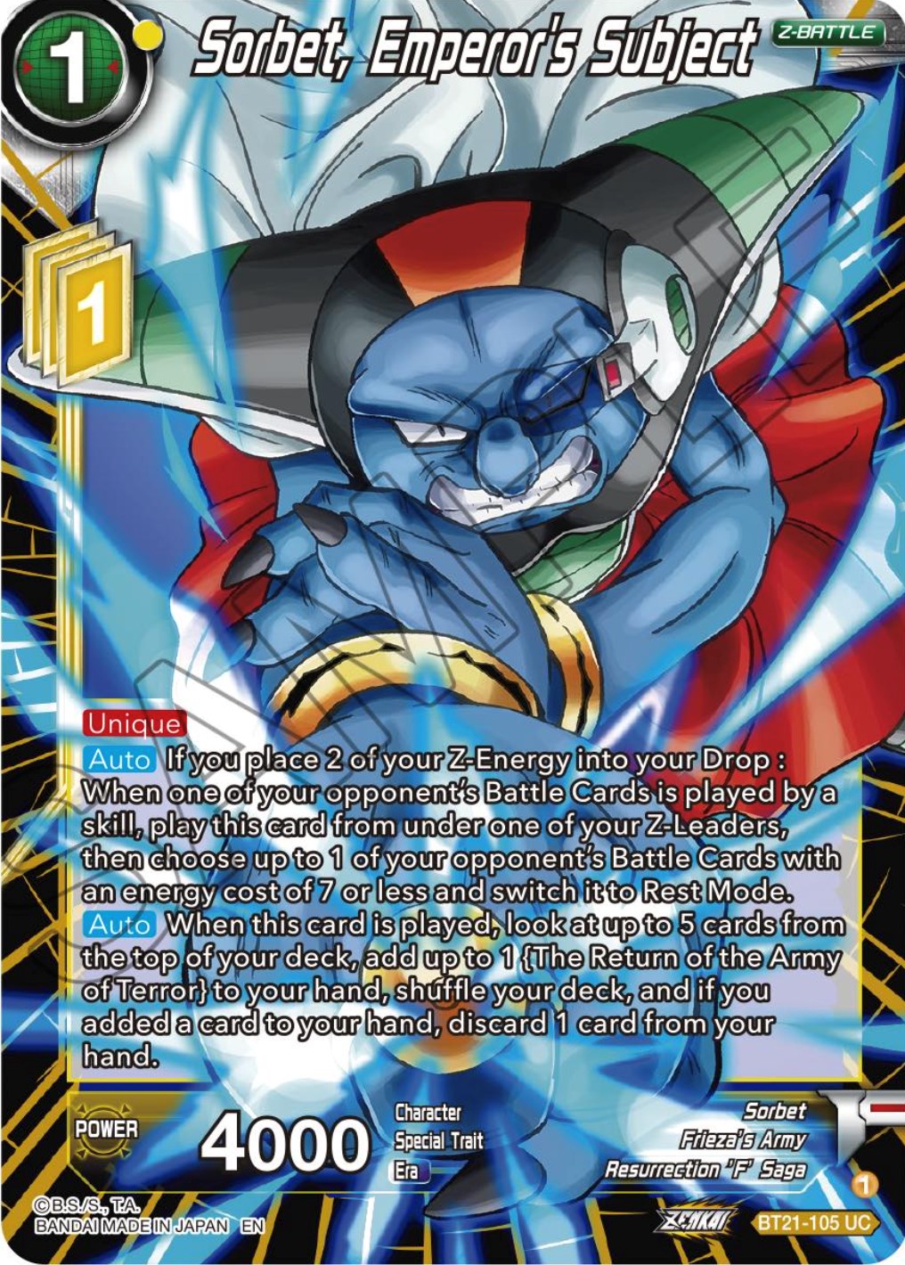 Sorbet, Emperor's Subject (BT21-105) [Wild Resurgence] | Dragon's Lair Comics and Fantasy Houston TX