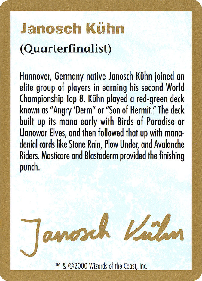Janosch Kuhn Bio (2000) [World Championship Decks 2000] | Dragon's Lair Comics and Fantasy Houston TX