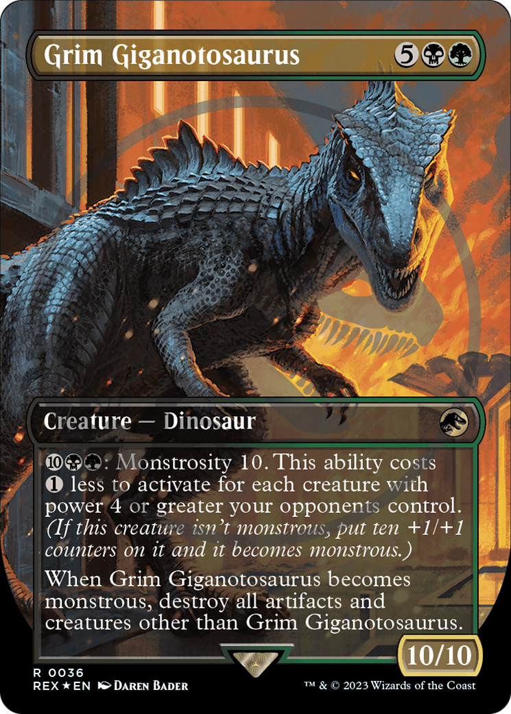 Grim Giganotosaurus (Emblem) (Borderless) [Jurassic World Collection Tokens] | Dragon's Lair Comics and Fantasy Houston TX