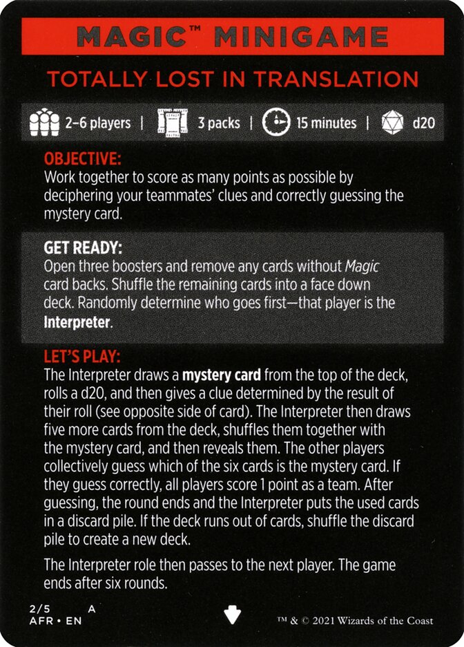 Totally Lost in Translation (Magic Minigame) [Dungeons & Dragons: Adventures in the Forgotten Realms Minigame] | Dragon's Lair Comics and Fantasy Houston TX