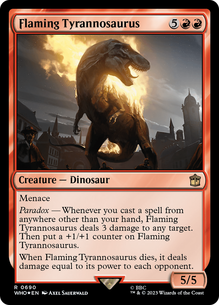 Flaming Tyrannosaurus (Surge Foil) [Doctor Who] | Dragon's Lair Comics and Fantasy Houston TX