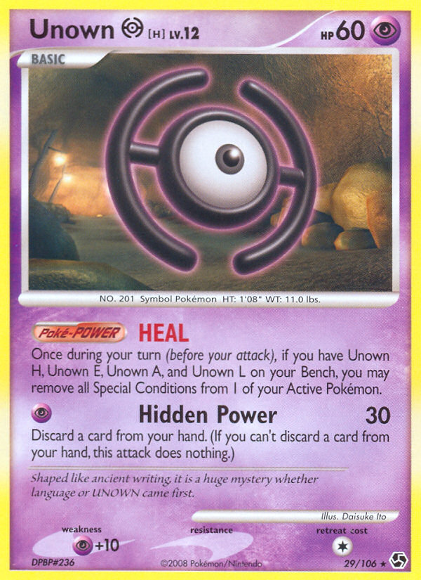 Unown H (29/106) [Diamond & Pearl: Great Encounters] | Dragon's Lair Comics and Fantasy Houston TX