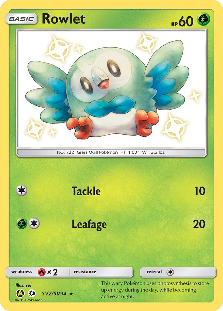 Rowlet (SV2/SV94) [Sun & Moon: Hidden Fates - Shiny Vault] | Dragon's Lair Comics and Fantasy Houston TX