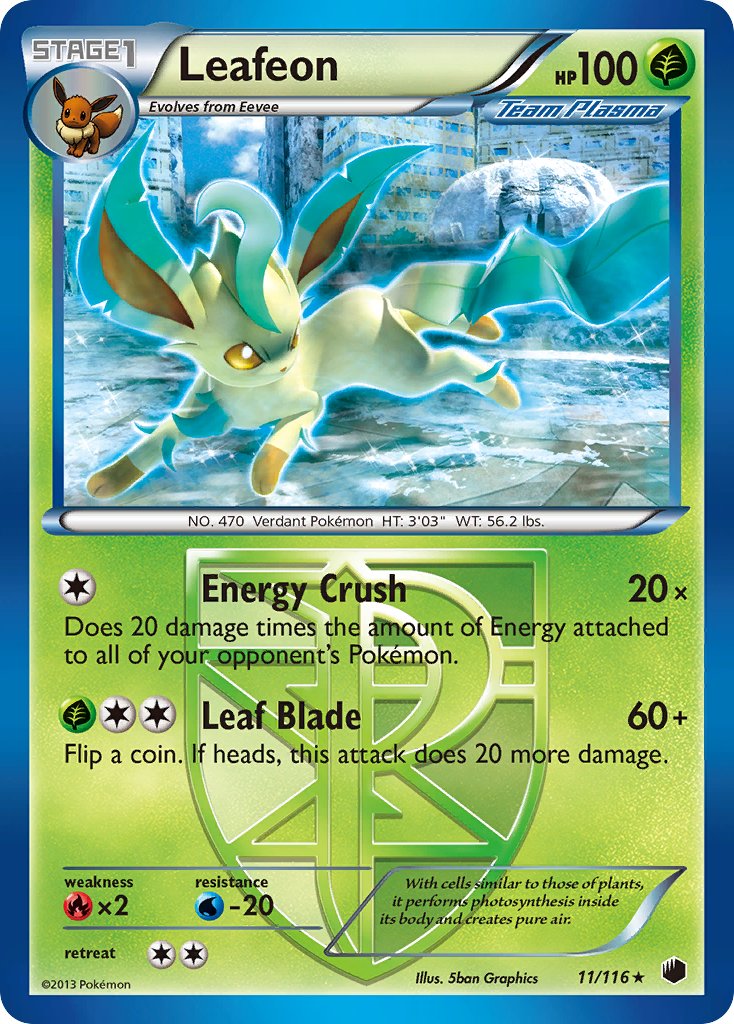 Leafeon (11/116) (Theme Deck Exclusive) [Black & White: Plasma Freeze] | Dragon's Lair Comics and Fantasy Houston TX