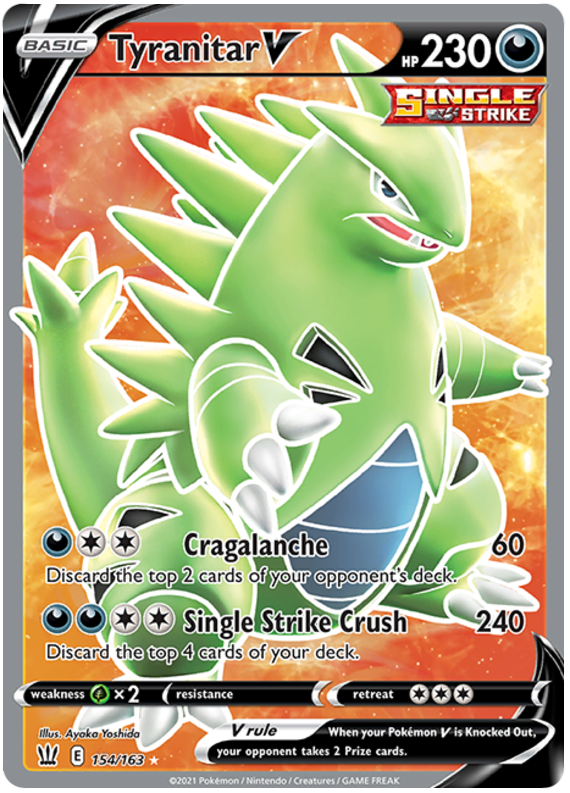 Tyranitar V (154/163) [Sword & Shield: Battle Styles] | Dragon's Lair Comics and Fantasy Houston TX