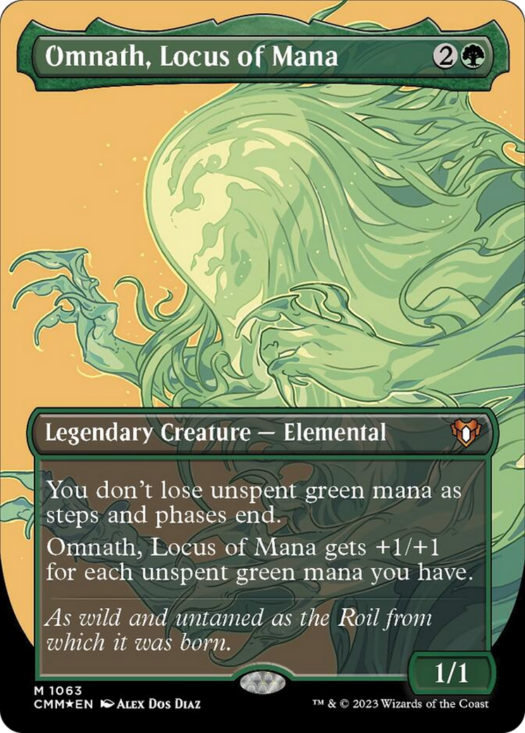 Omnath, Locus of Mana (Borderless Textured Foil Frame Break) [Commander Masters] | Dragon's Lair Comics and Fantasy Houston TX