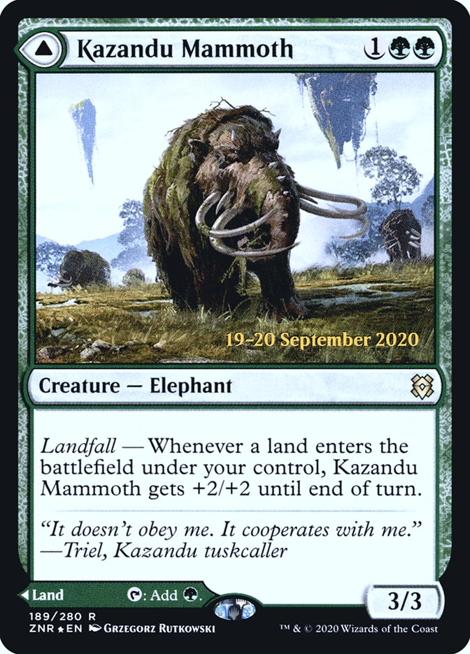 Kazandu Mammoth // Kazandu Valley [Zendikar Rising Prerelease Promos] | Dragon's Lair Comics and Fantasy Houston TX