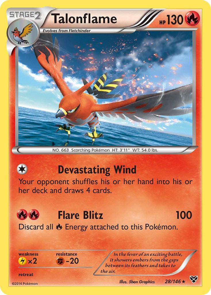 Talonflame (28/146) (Cosmos Holo) (Blister Exclusive) [XY: Base Set] | Dragon's Lair Comics and Fantasy Houston TX