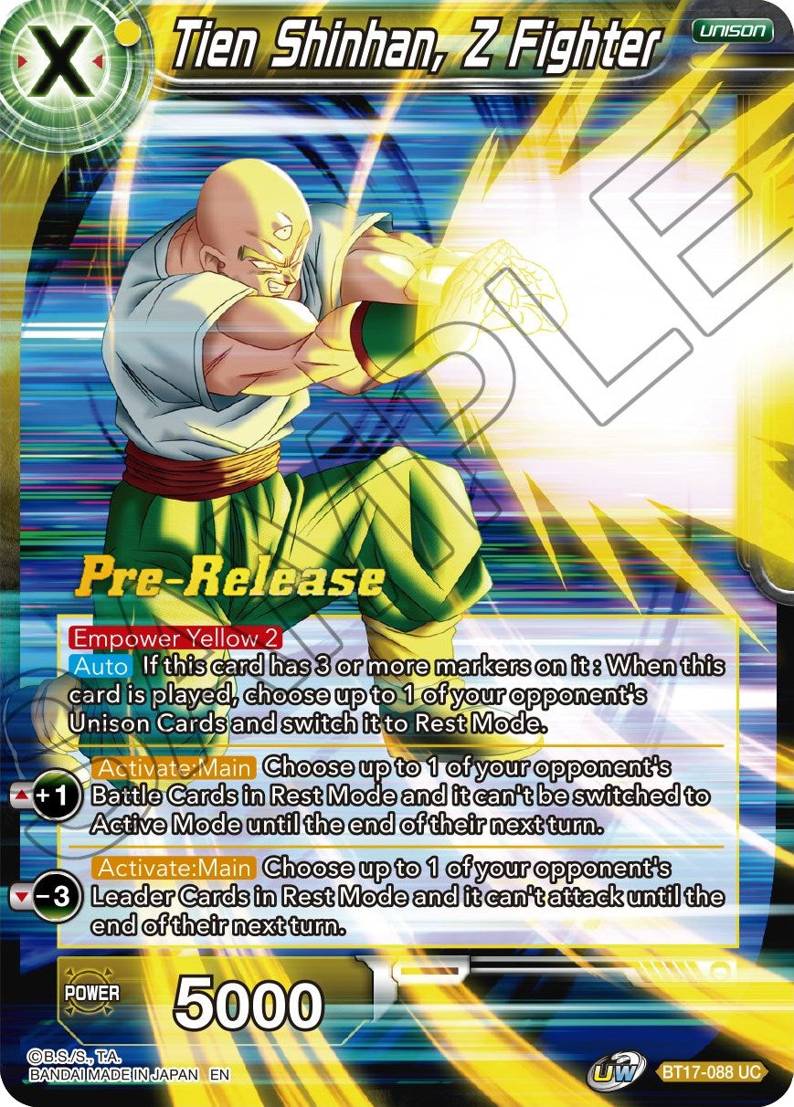 Tien Shinhan, Z Fighter (BT17-088) [Ultimate Squad Prerelease Promos] | Dragon's Lair Comics and Fantasy Houston TX