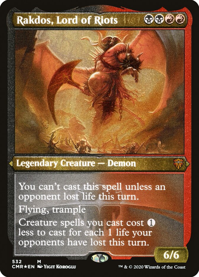Rakdos, Lord of Riots (Etched) [Commander Legends] | Dragon's Lair Comics and Fantasy Houston TX