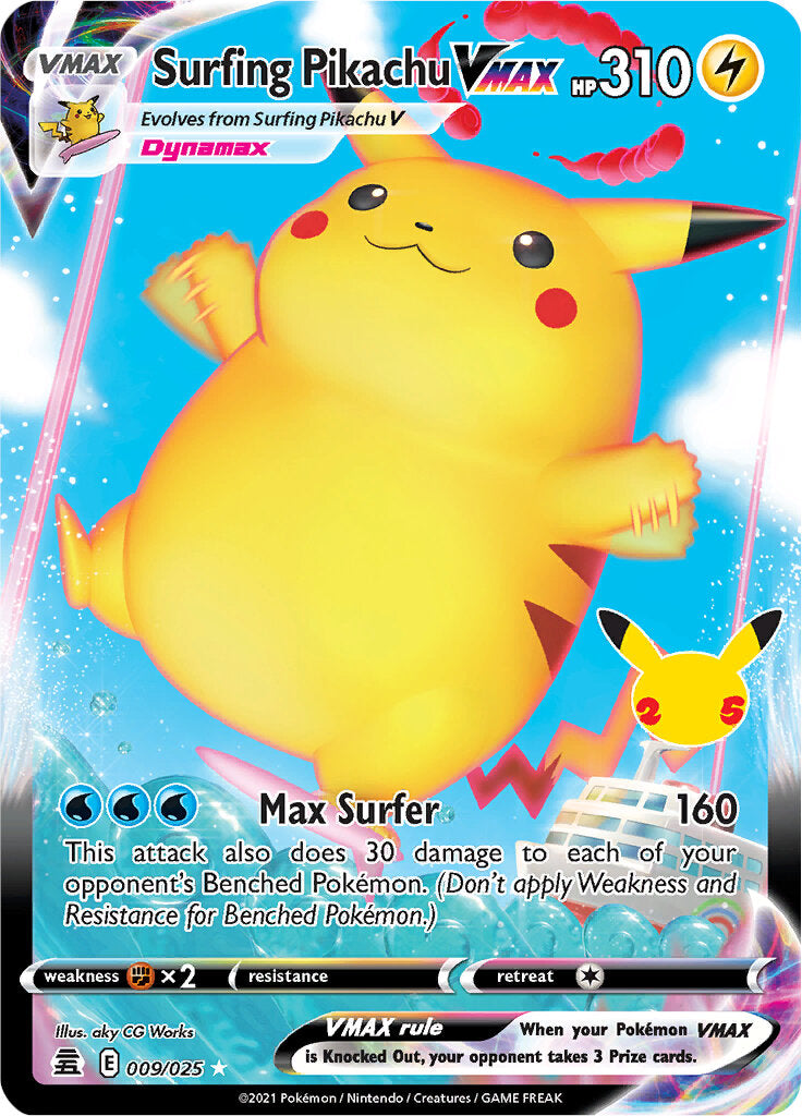 Surfing Pikachu VMAX (009/025) [Celebrations: 25th Anniversary] | Dragon's Lair Comics and Fantasy Houston TX
