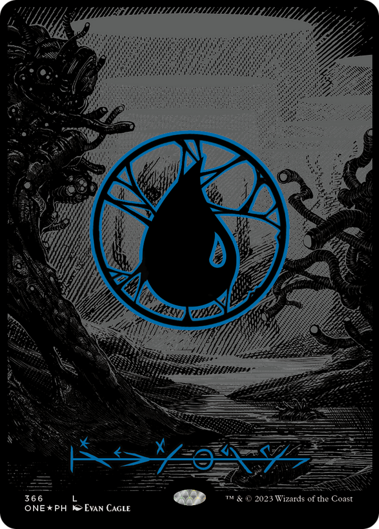 Island (366) (Oil Slick Raised Foil) [Phyrexia: All Will Be One] | Dragon's Lair Comics and Fantasy Houston TX