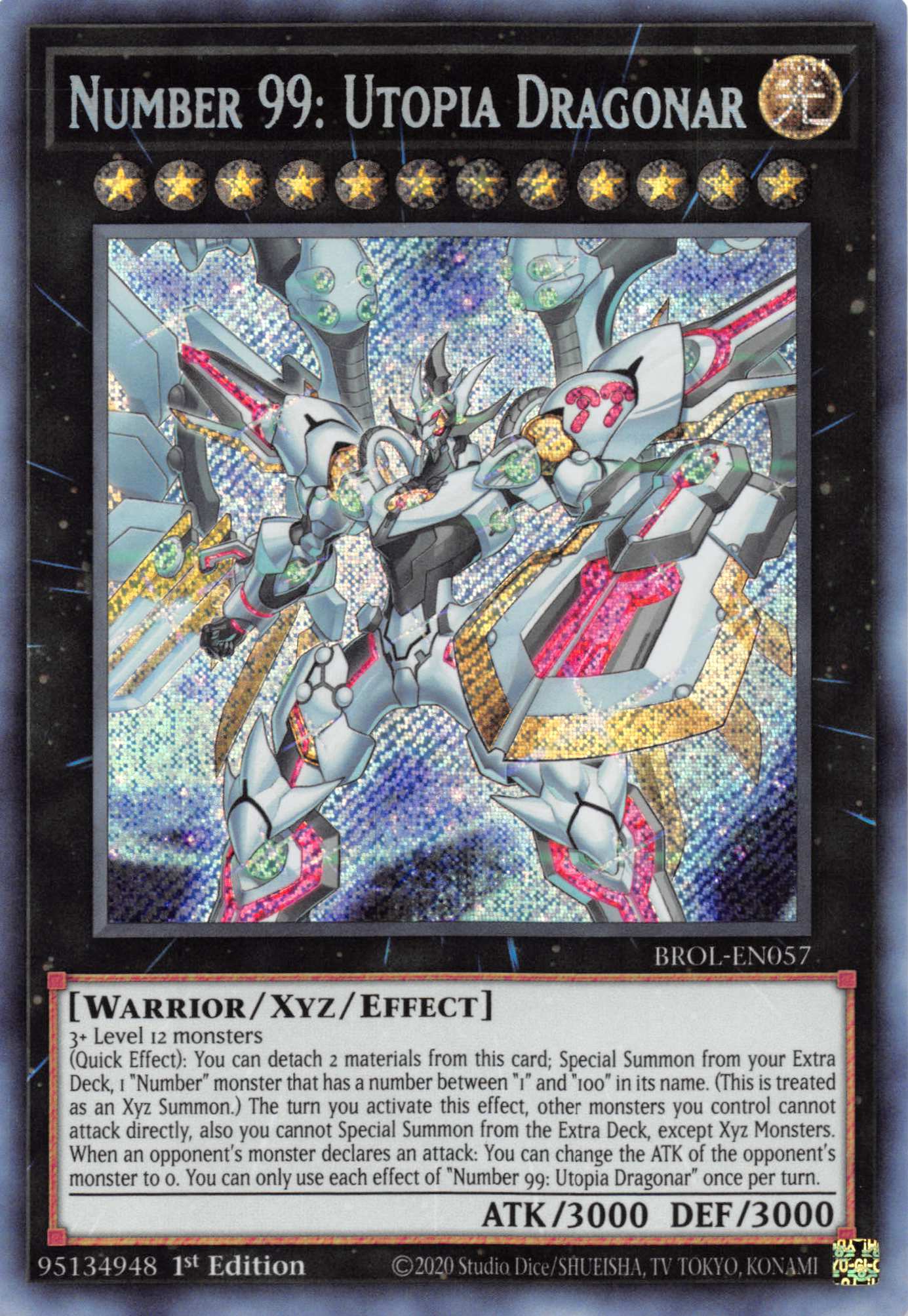 Number 99: Utopia Dragonar [BROL-EN057] Secret Rare | Dragon's Lair Comics and Fantasy Houston TX
