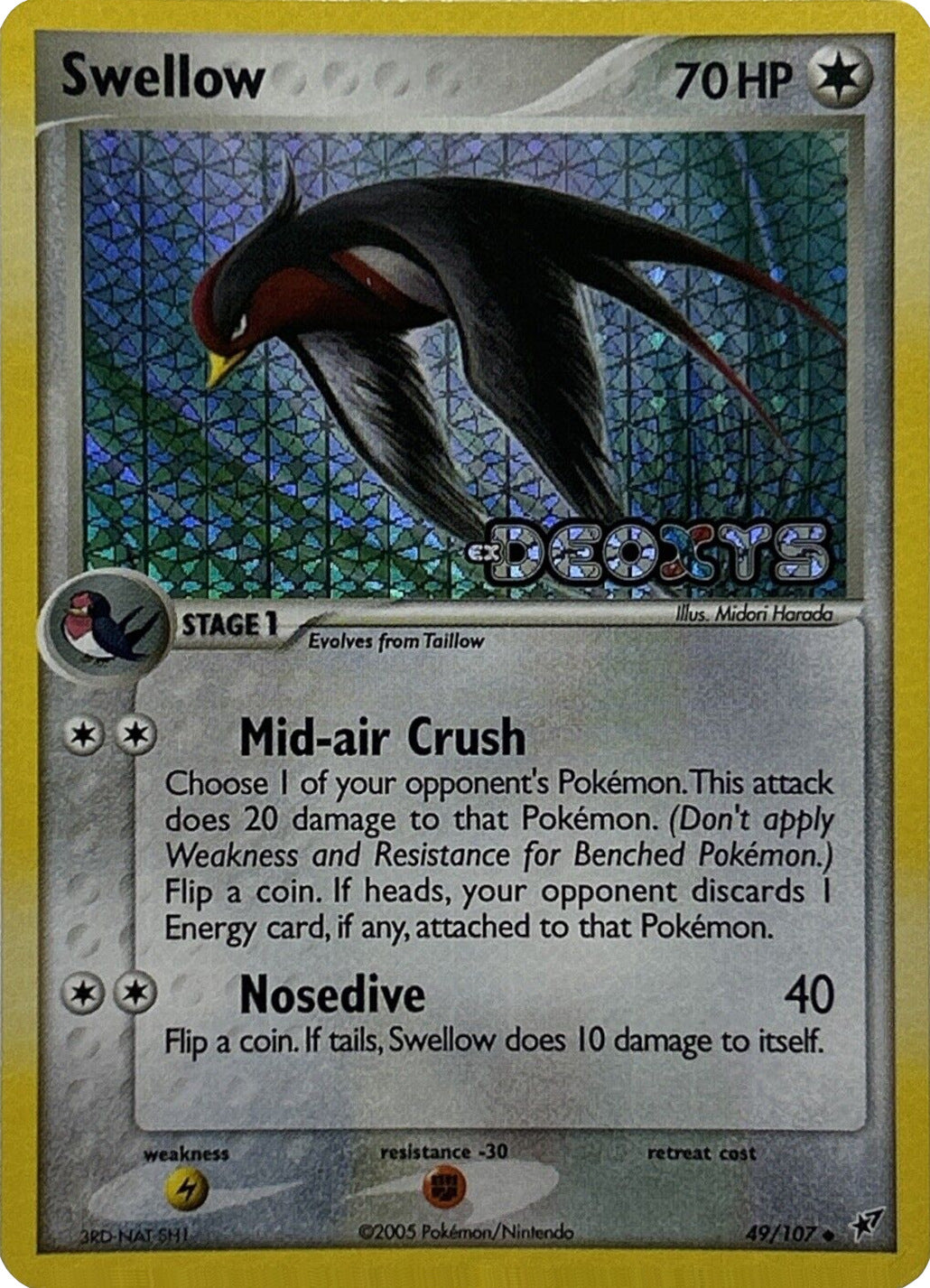 Swellow (49/107) (Stamped) [EX: Deoxys] | Dragon's Lair Comics and Fantasy Houston TX