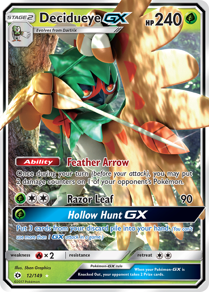 Decidueye GX (12/149) [Sun & Moon: Base Set] | Dragon's Lair Comics and Fantasy Houston TX