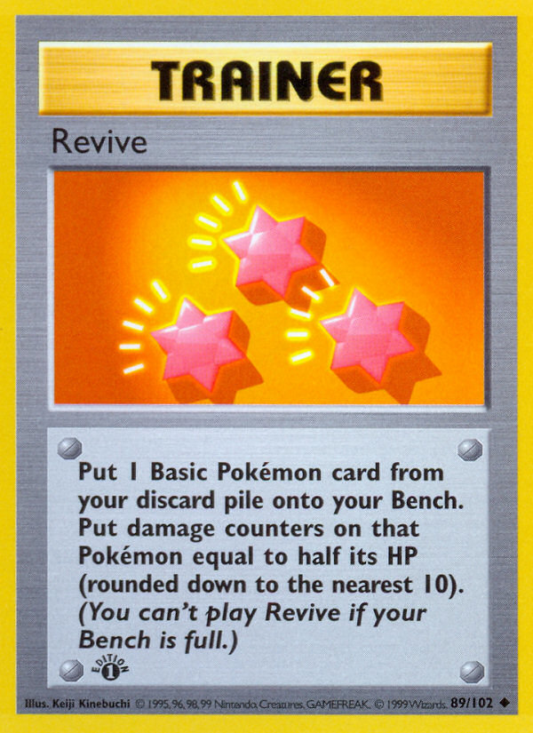 Revive (89/102) (Shadowless) [Base Set 1st Edition] | Dragon's Lair Comics and Fantasy Houston TX