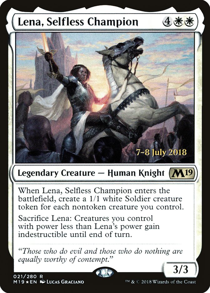 Lena, Selfless Champion [Core Set 2019 Prerelease Promos] | Dragon's Lair Comics and Fantasy Houston TX